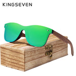 KINGSEVEN 2019 Mens Sunglasses Polarized Walnut Wood Mirror Lens Sun Glasses Women Brand Design Colorful Shades Handmade