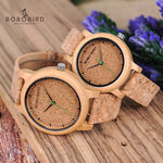 BOBO BIRD Watches Bamboo Couple Clocks Analog Display Bamboo Material Handcrafted Timepieces Wooden Watch Men Made in China