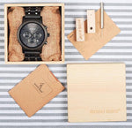 BOBO BIRD Wood Watches Men Business Luxury Stop Watch Color Optional with Wood Stainless Steel Band V-P19