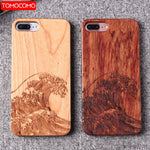 For iPhone 6 6S 6Plus 7 7Plus 8 8Plus X XS Max Ocean Wave Wood Case For SAMSUNG Galaxy S7 Edge S8 plus S9 S9 Plus  Fundas