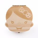 Tooth Box Storage Portuguese/ English/ Spanish /Russian/ French/ Italian/Text Baby Boy Girl Wood Case Milk Teeth Organizer