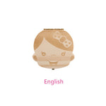 Tooth Box Storage Portuguese/ English/ Spanish /Russian/ French/ Italian/Text Baby Boy Girl Wood Case Milk Teeth Organizer