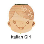 Tooth Box Storage Portuguese/ English/ Spanish /Russian/ French/ Italian/Text Baby Boy Girl Wood Case Milk Teeth Organizer
