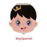 Tooth Box Storage Portuguese/ English/ Spanish /Russian/ French/ Italian/Text Baby Boy Girl Wood Case Milk Teeth Organizer