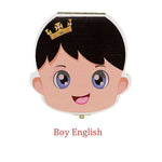 Tooth Box Storage Portuguese/ English/ Spanish /Russian/ French/ Italian/Text Baby Boy Girl Wood Case Milk Teeth Organizer