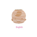 Tooth Box Storage Portuguese/ English/ Spanish /Russian/ French/ Italian/Text Baby Boy Girl Wood Case Milk Teeth Organizer