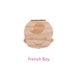 Tooth Box Storage Portuguese/ English/ Spanish /Russian/ French/ Italian/Text Baby Boy Girl Wood Case Milk Teeth Organizer