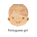 Tooth Box Storage Portuguese/ English/ Spanish /Russian/ French/ Italian/Text Baby Boy Girl Wood Case Milk Teeth Organizer