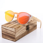 BARCUR Sunglasses Cat Eye Wood Bamboo Sunglasses Women Fashion Mirror Sunglasses Men Brand Designer Glasses