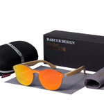 BARCUR Sunglasses Cat Eye Wood Bamboo Sunglasses Women Fashion Mirror Sunglasses Men Brand Designer Glasses