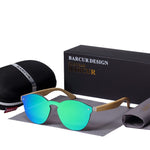 BARCUR Sunglasses Cat Eye Wood Bamboo Sunglasses Women Fashion Mirror Sunglasses Men Brand Designer Glasses