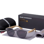 BARCUR Sunglasses Cat Eye Wood Bamboo Sunglasses Women Fashion Mirror Sunglasses Men Brand Designer Glasses